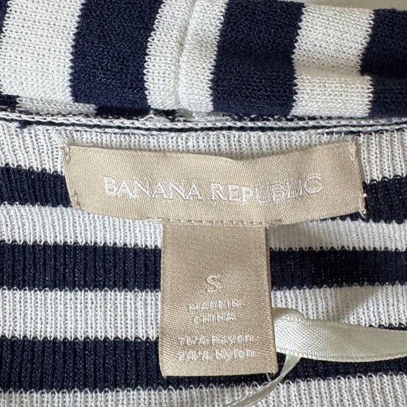 NWT Banana Republic Navy Blue White Striped Nautical Knit Open Front Cardigan S - Picture 10 of 13